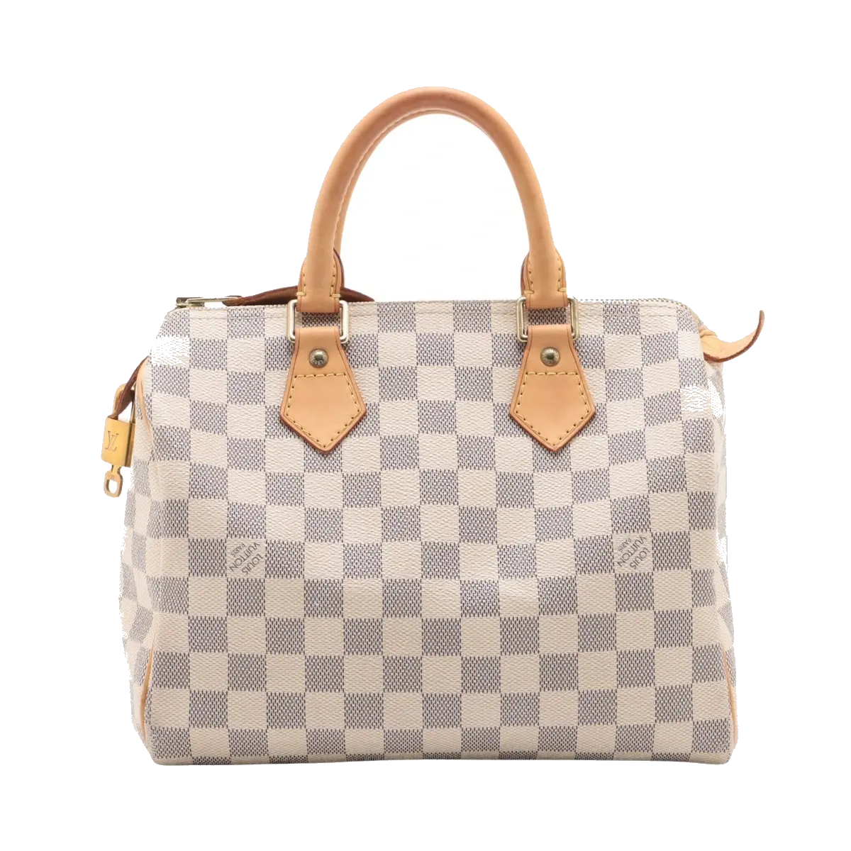 Pre-Loved Speedy Handbag Damier Coated Canvas 25 with Gold Hardware, Cream