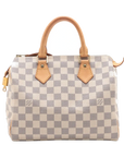 Pre-Loved Speedy Handbag Damier Coated Canvas 25 with Gold Hardware, Cream