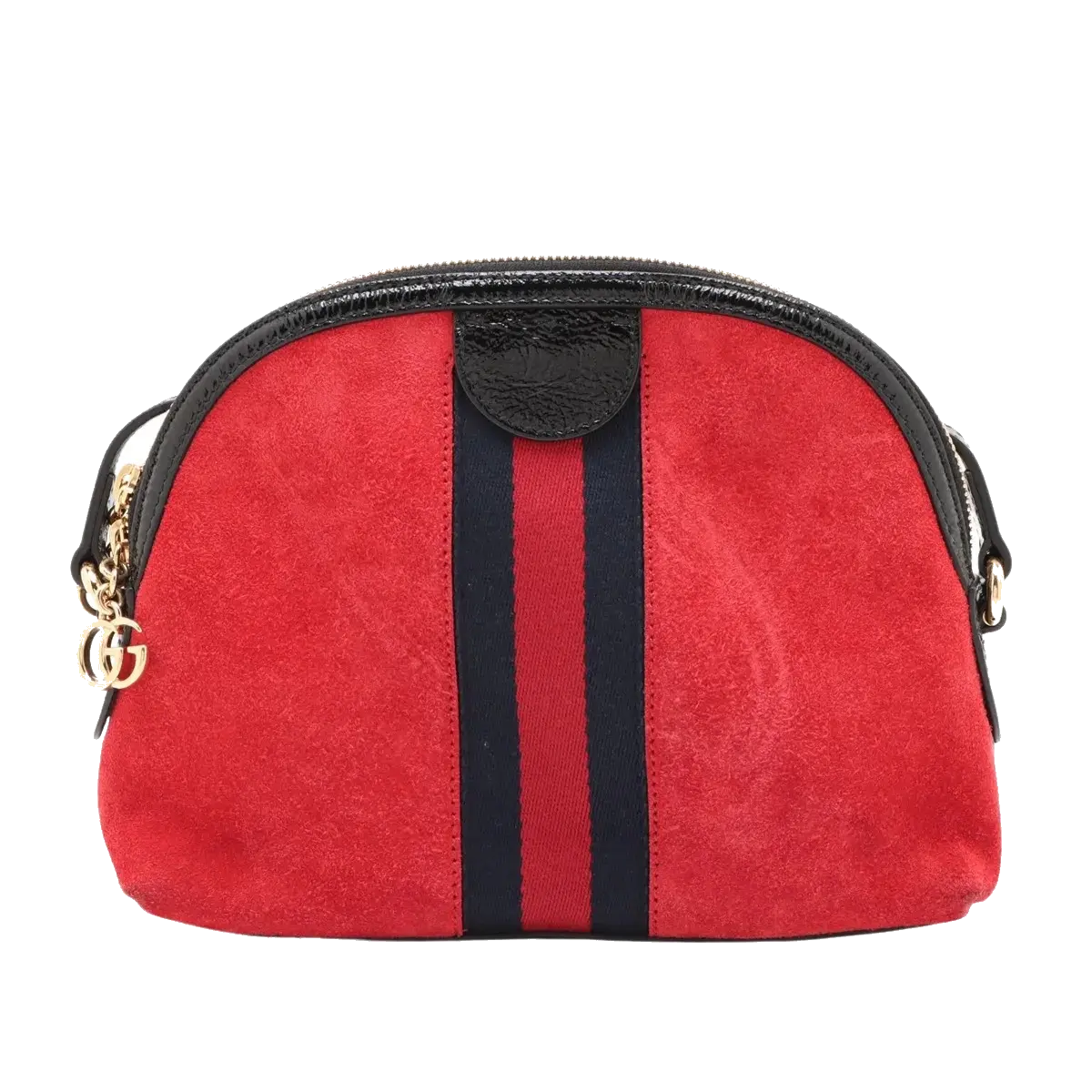 Pre-Loved Ophidia Crossbody Bag Suede Small with Gold Hardware, Red