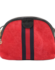 Pre-Loved Ophidia Crossbody Bag Suede Small with Gold Hardware, Red