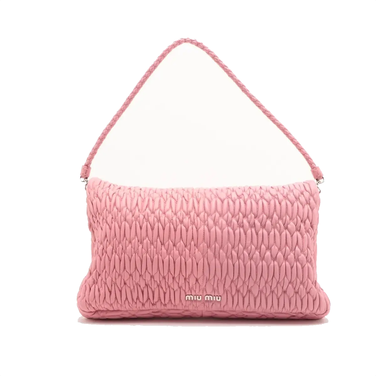 Pre-Loved Matelassé Crystal Cloquè Shoulder Bag Quilted Leather with Silver Hardware, Pink