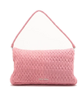 Pre-Loved Matelassé Crystal Cloquè Shoulder Bag Quilted Leather with Silver Hardware, Pink