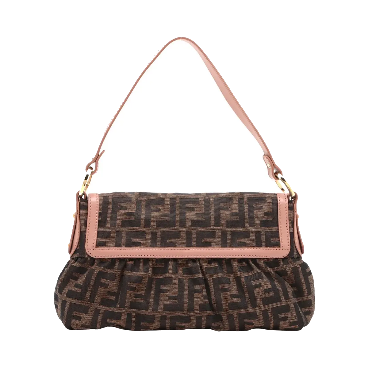 Pre-Loved Mia Shoulder Bag Zucca Coated Canvas with Gold Hardware, Brown