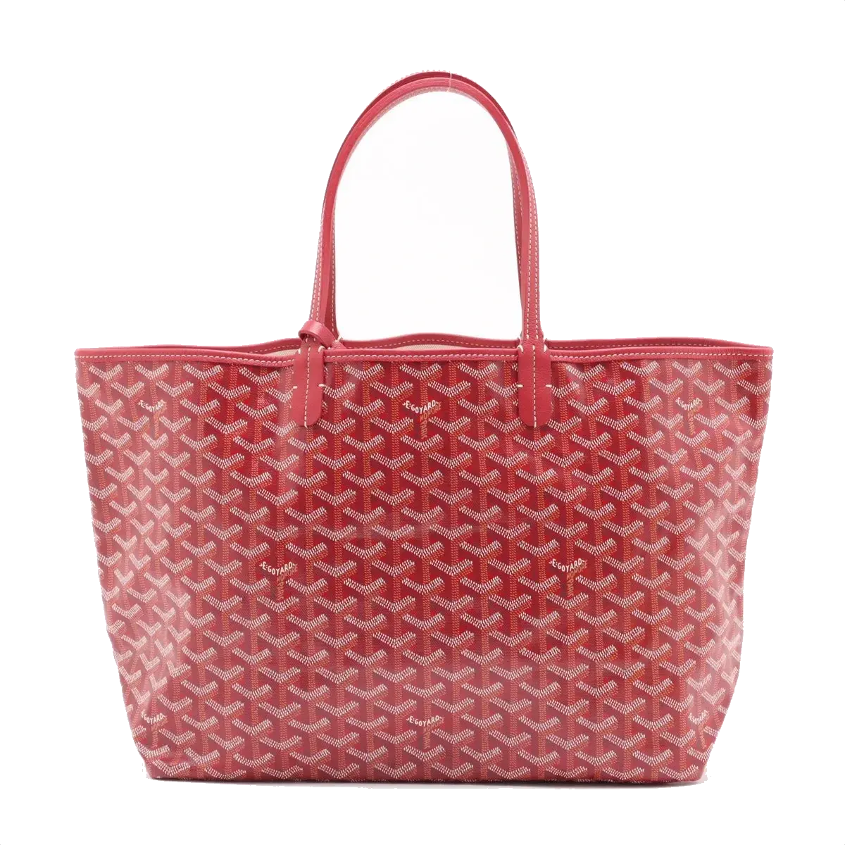 Pre-Loved Saint Louis Tote Goyardine Chevron Coated Canvas PM with Gold Hardware, Red