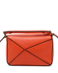 Pre-Loved Puzzle Handbag Leather Mini with Gold Hardware, Orange