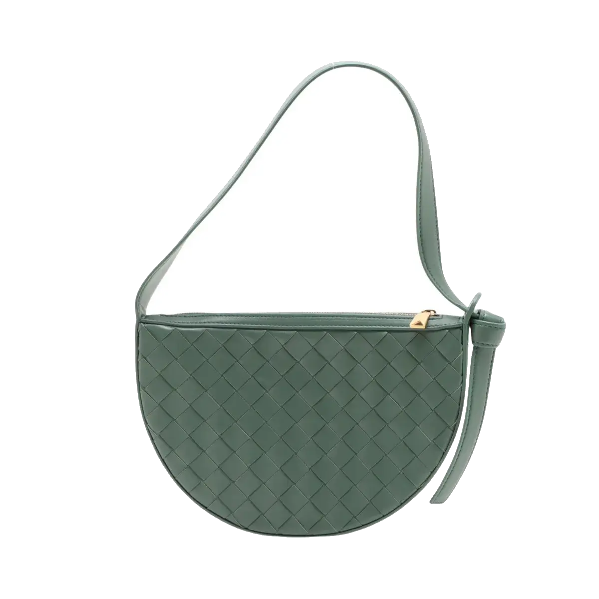 Pre-Loved Sunrise Shoulder Bag Intrecciato Leather Small with Gold Hardware, Sage Green