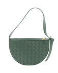 Pre-Loved Sunrise Shoulder Bag Intrecciato Leather Small with Gold Hardware, Sage Green