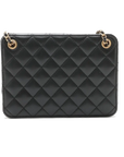 Pre-Loved CC Chain Logo Quilted Chain Bag Shoulder Bag Quilted Leather Small with Gold Hardware, Black
