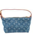 Pre-Loved Baggy PM Pochette Monogram Denim PM with Gold Hardware, Blue