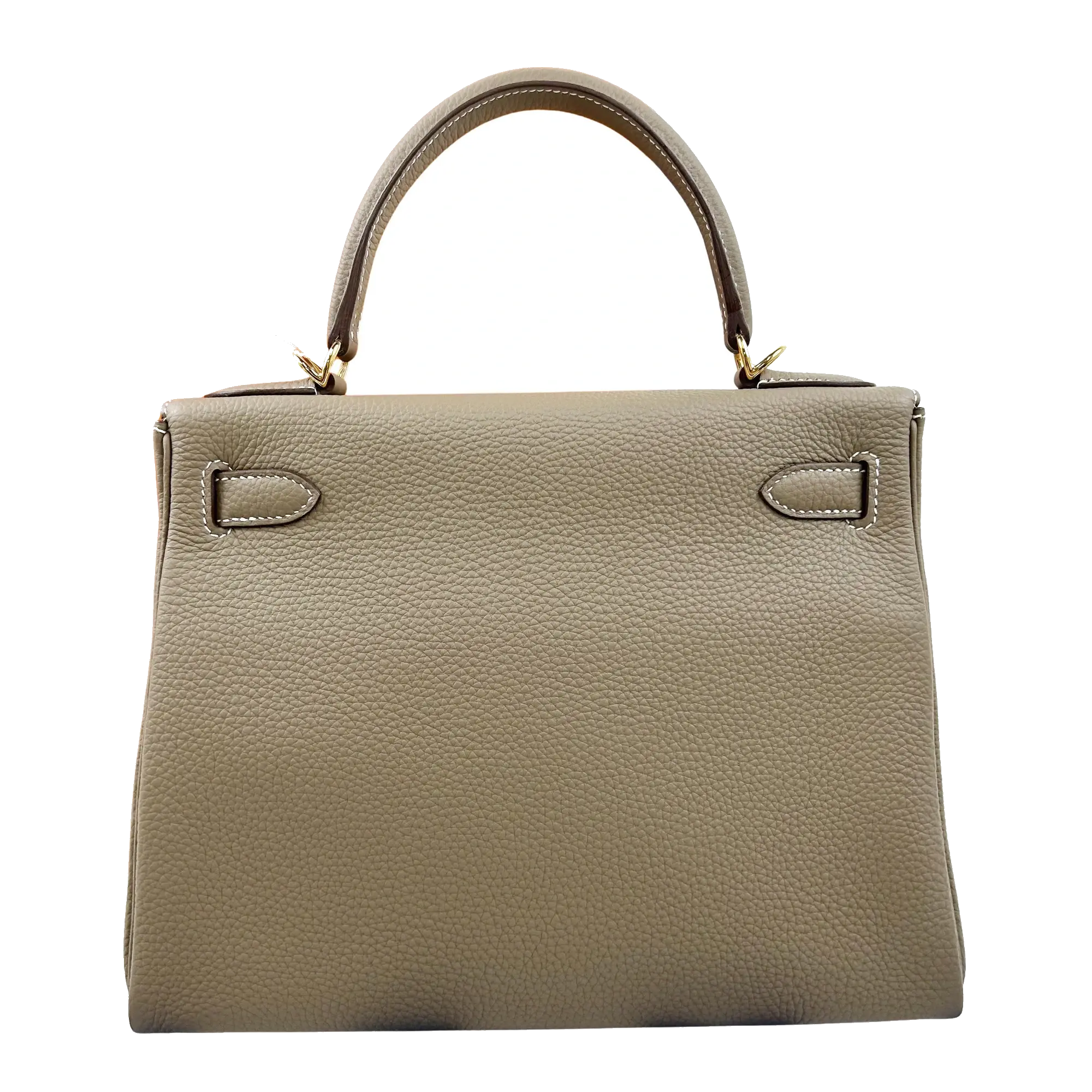 Pre-Loved Kelly Handbag Leather 28 with Gold Hardware, Etoupe