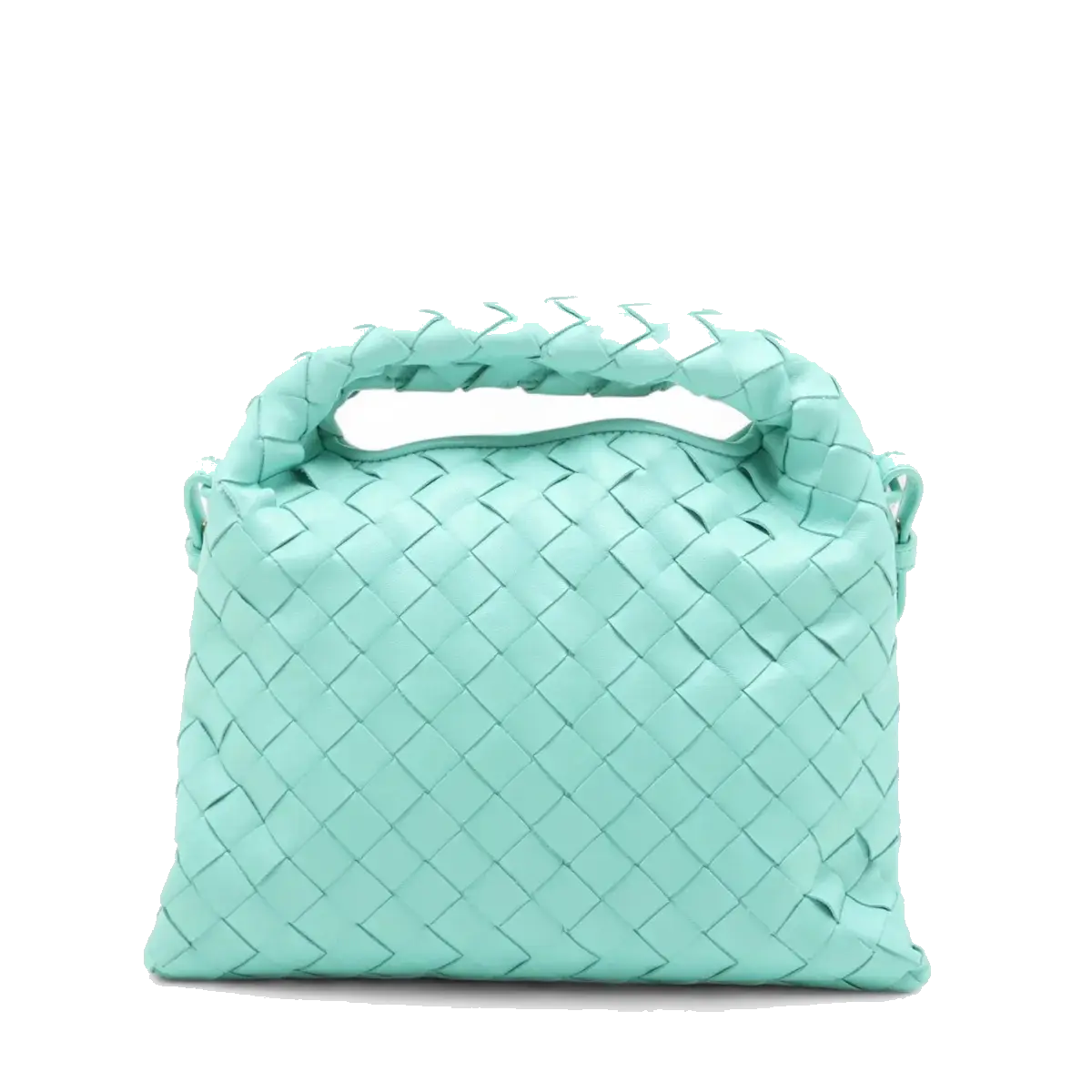 Pre-Loved Hop Crossbody Bag Intrecciato Leather Mini with Gold Hardware, Turquoise
