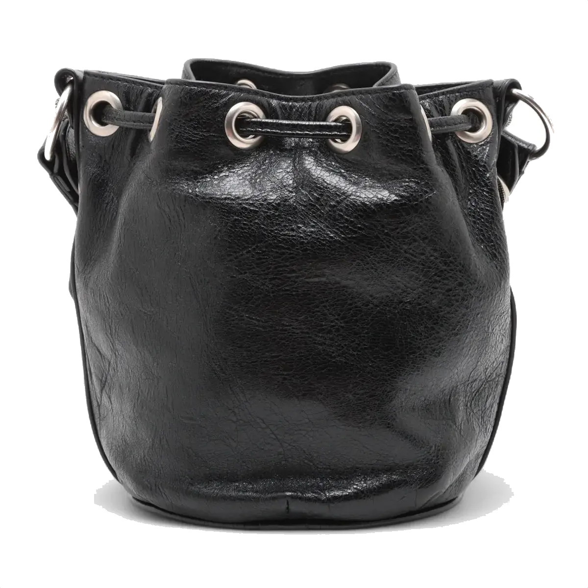 Pre-Loved Le Cagole Bucket Bucket Bag Leather XS with Aged Silver Hardware, Black