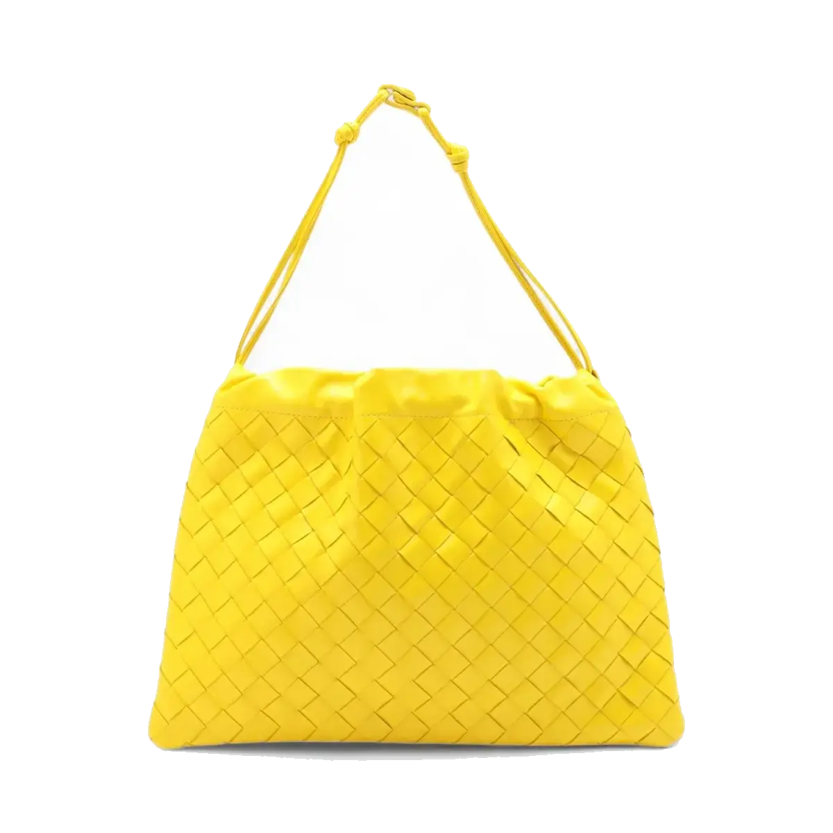 Pre-Loved Intrecciato Bulb Shoulder Bag Intrecciato Leather Small with Gold Hardware, Yellow