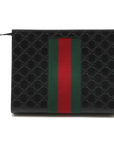 Pre-Loved Web Microguccissima Pouch Clutch Microguccissima Leather with Silver Hardware, Black