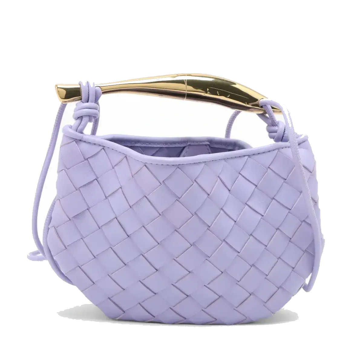 Pre-Loved Sardine Crossbody Bag Intrecciato Leather Mini with Gold Hardware, Lavender