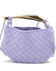 Pre-Loved Sardine Crossbody Bag Intrecciato Leather Mini with Gold Hardware, Lavender