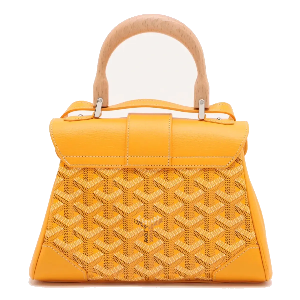Pre-Loved Saïgon Handbag Goyardine Coated Canvas Mini with Silver Hardware, Yellow