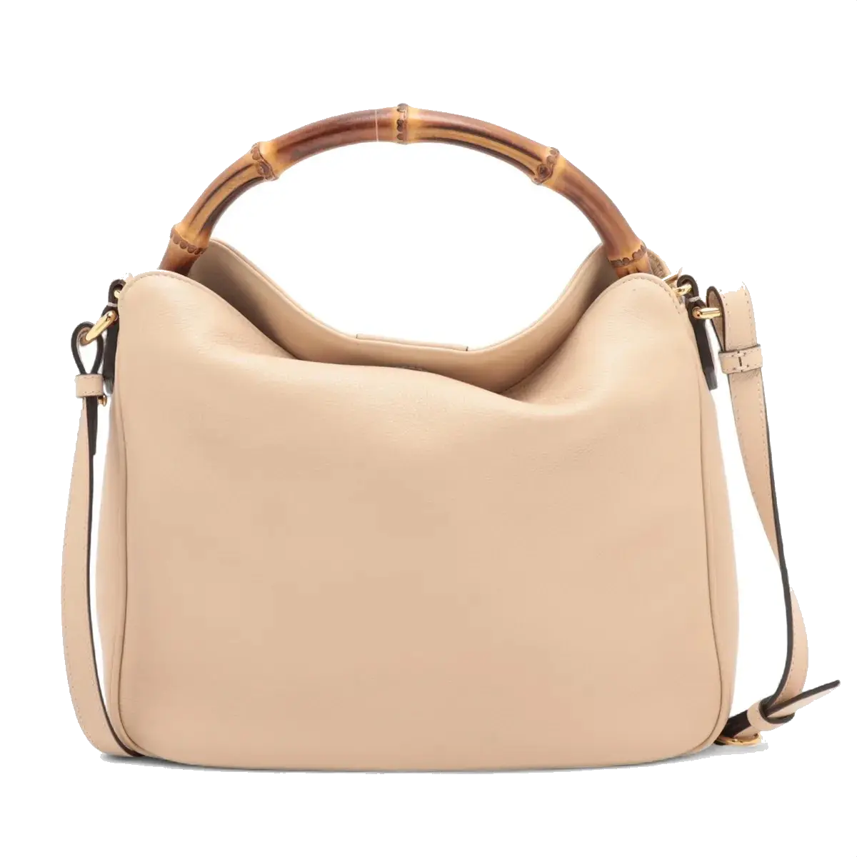 Pre-Loved Diana Bamboo Shoulder Bag Leather Medium with Gold Hardware, Beige