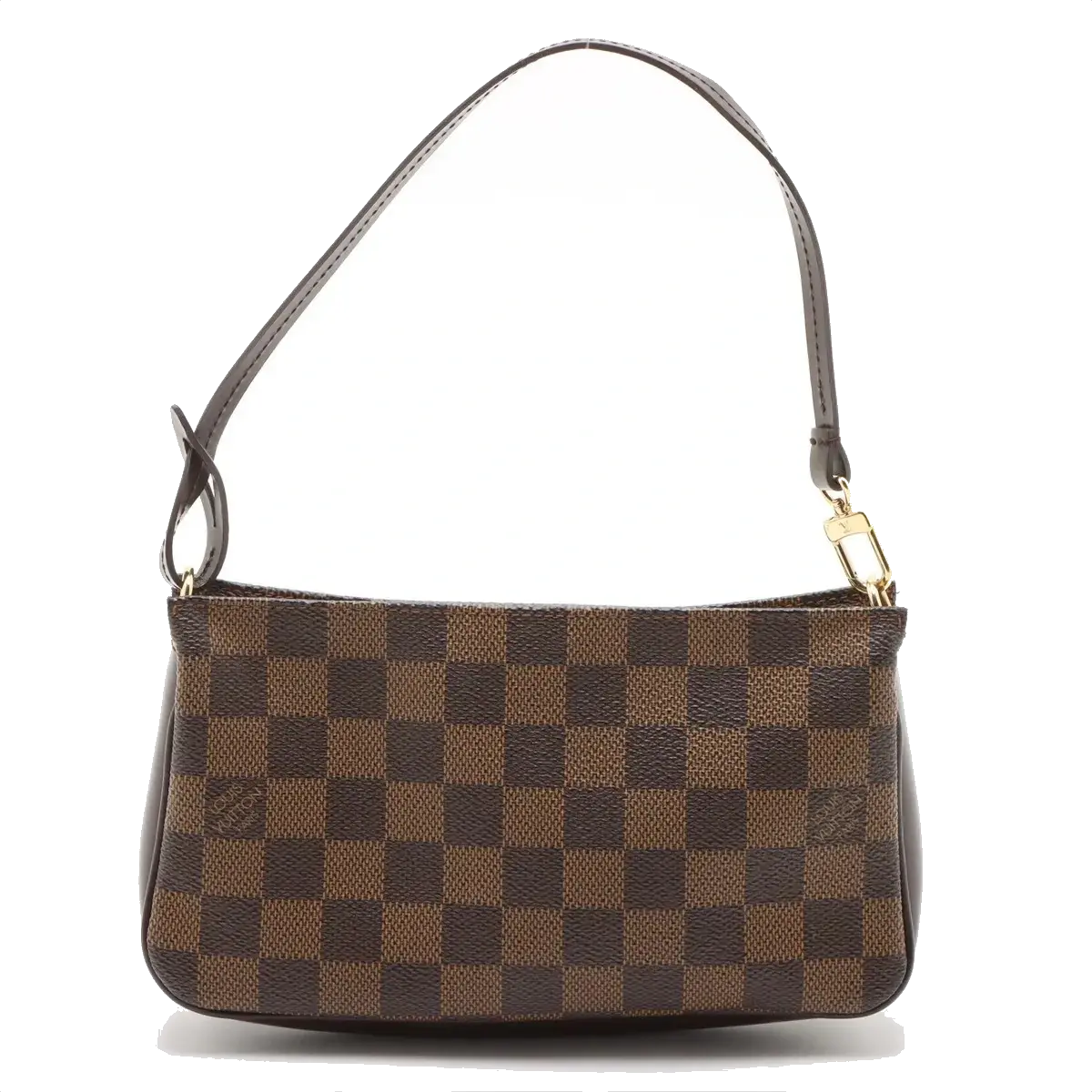 Pre-Loved Pochette Accessoires Pochette Damier Coated Canvas with Gold Hardware, Ebene Brown