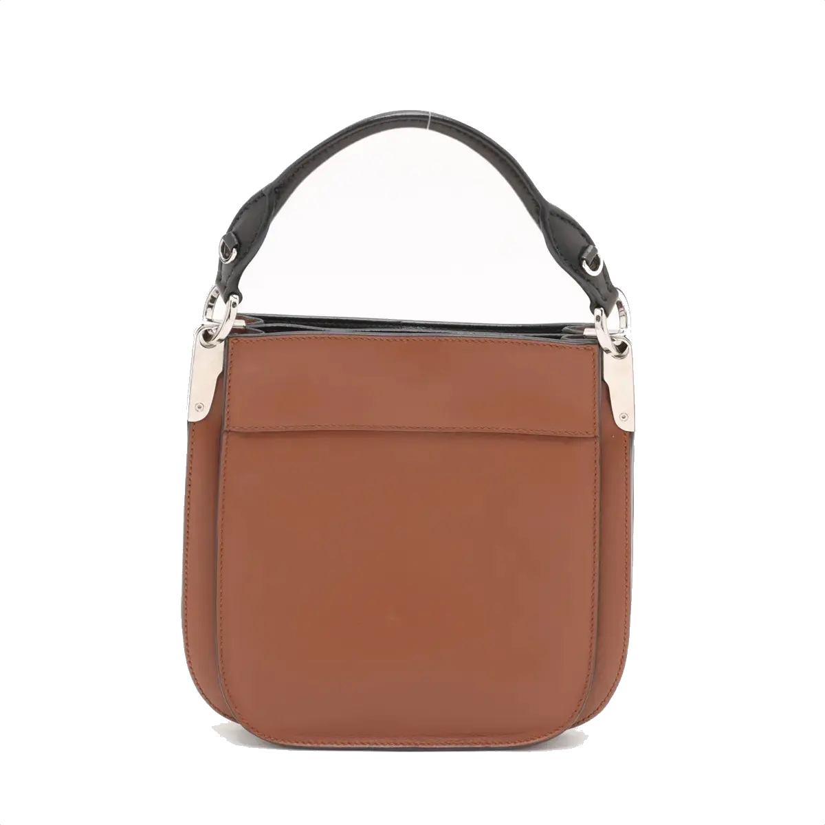 Pre-Loved Margit Handbag Leather Small with Silver Hardware, Brown