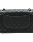 Pre-Loved Classic Double Flap Shoulder Bag Quilted Leather Jumbo with Gold Hardware, Black