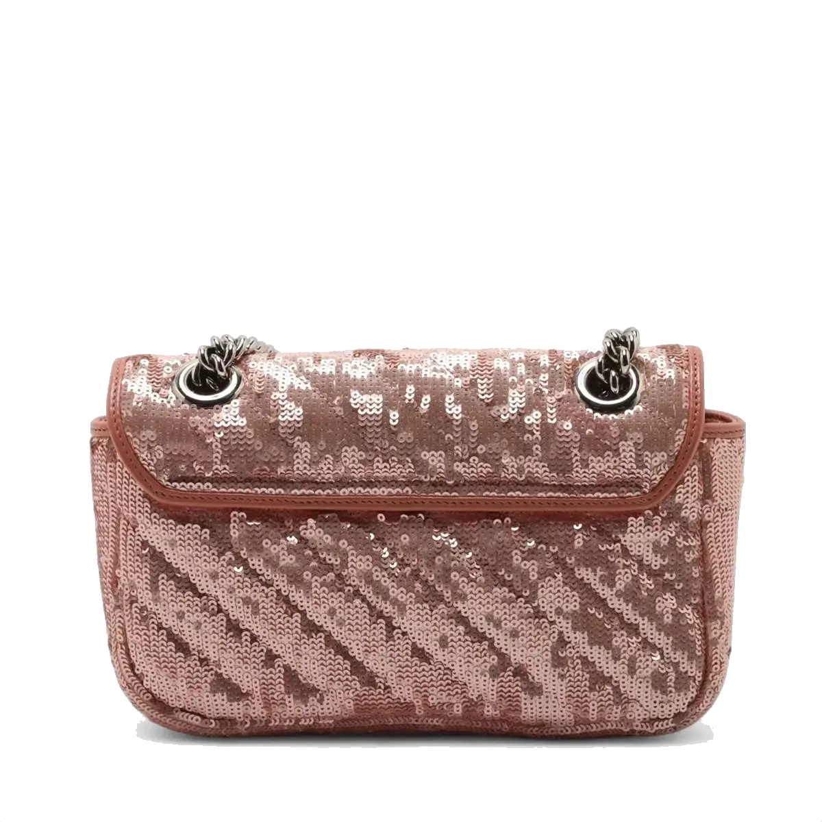 Pre-Loved GG Marmont Shoulder Bag Quilted Sequins Mini with Silver Hardware, Pink