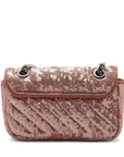 Pre-Loved GG Marmont Shoulder Bag Quilted Sequins Mini with Silver Hardware, Pink
