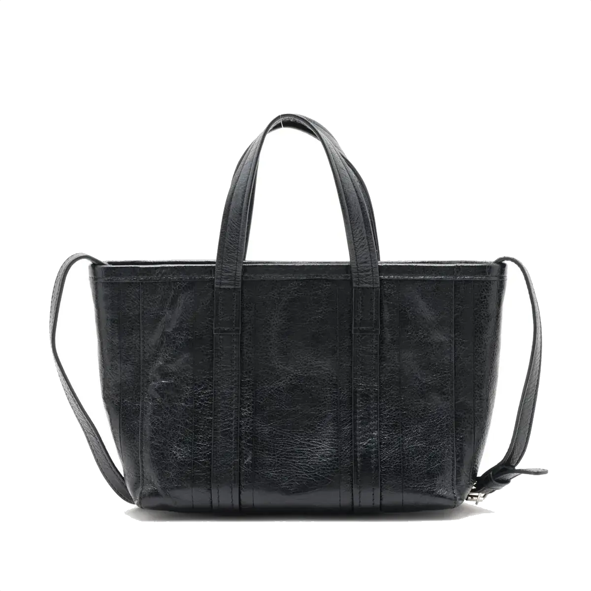 Pre-Loved Barbes East-West Shopper Tote Leather Small with Silver Hardware, Black