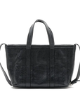 Pre-Loved Barbes East-West Shopper Tote Leather Small with Silver Hardware, Black