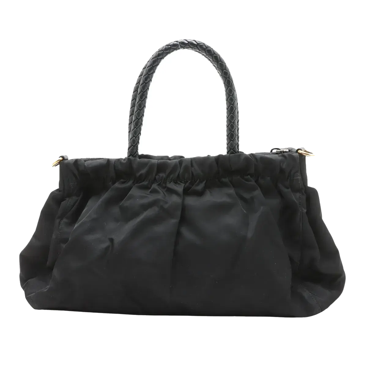 Pre-Loved Gaufre Tote Handbag Nylon with Gold Hardware, Black