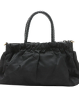 Pre-Loved Gaufre Tote Handbag Nylon with Gold Hardware, Black