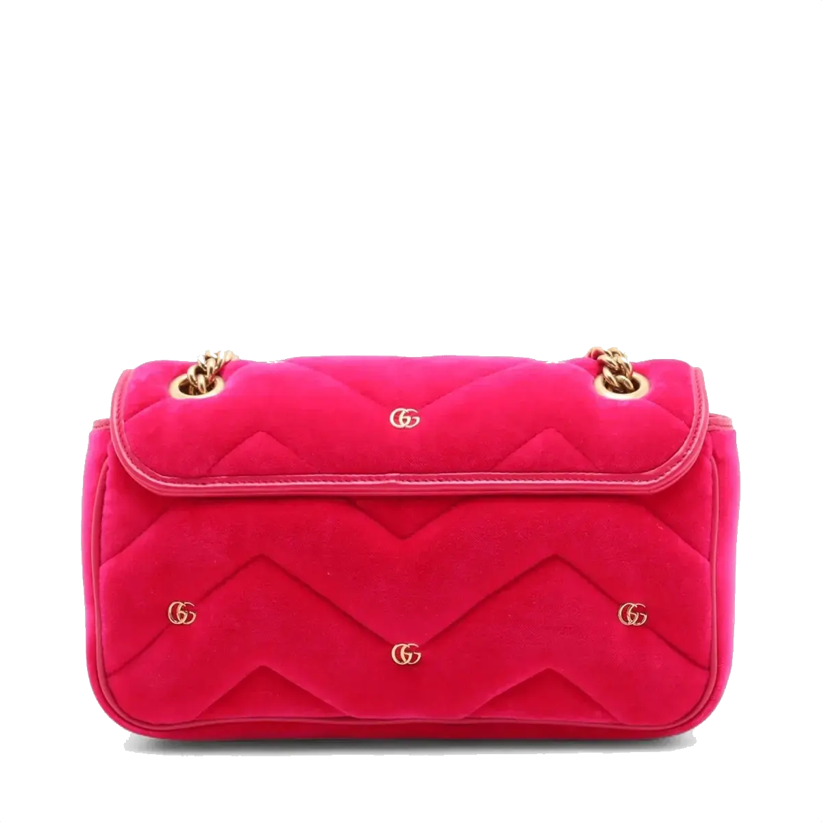 Pre-Loved GG Marmont Shoulder Bag Quilted Velvet Small with Aged Gold Hardware, Pink