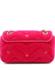 Pre-Loved GG Marmont Shoulder Bag Quilted Velvet Small with Aged Gold Hardware, Pink