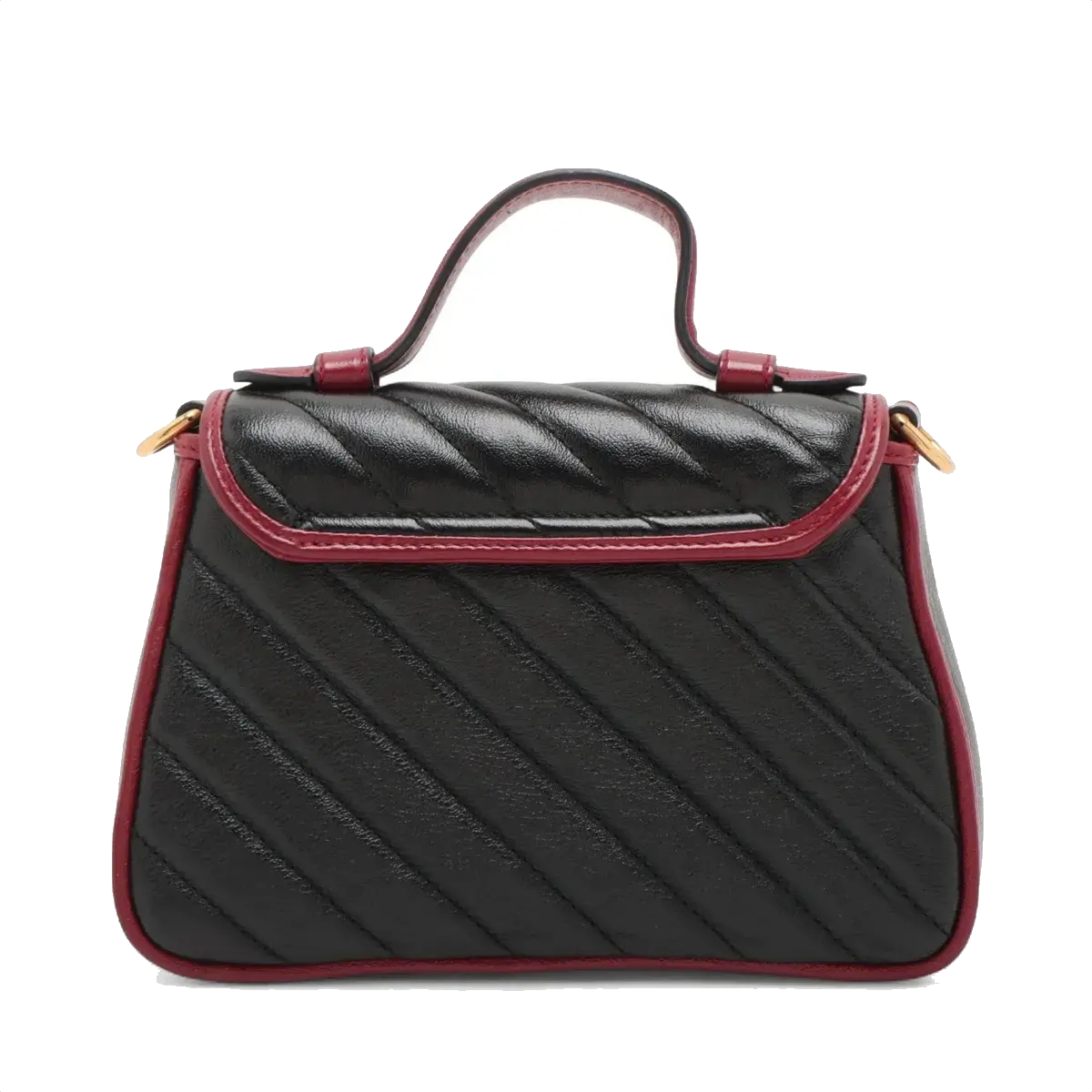 Pre-Loved GG Marmont Top Handle Handbag Quilted Leather Mini with Gold Hardware, Black