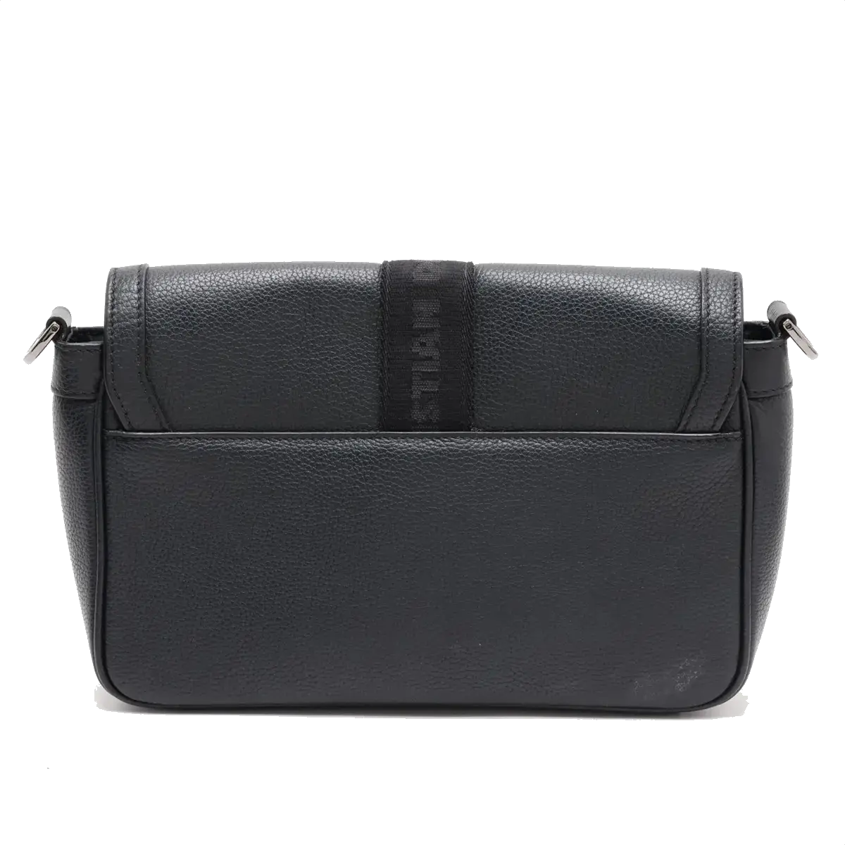Pre-Loved Hit the Road Crossbody Bag Leather with Silver Hardware, Black