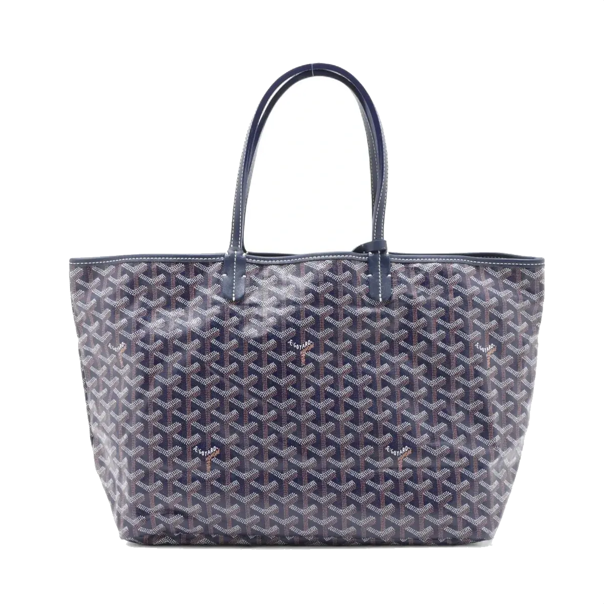 Pre-Loved Saint Louis Tote Goyardine Coated Canvas PM with Silver Hardware, Navy