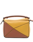 Pre-Loved Puzzle Handbag Leather Mini with Gold Hardware, Yellow, Tan, Cream