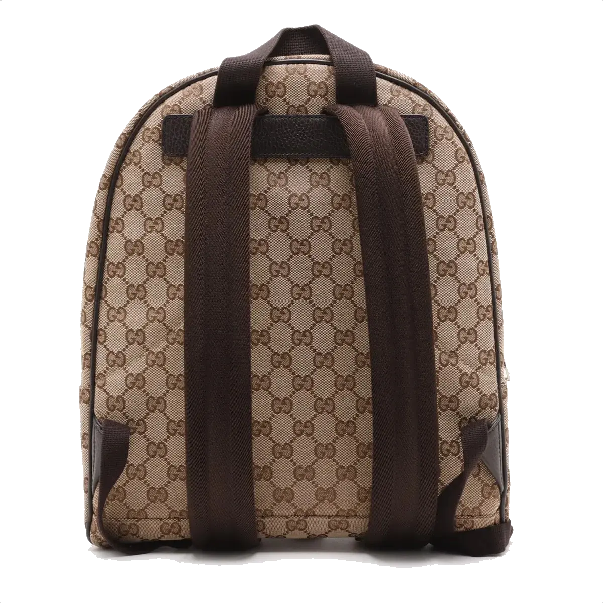 Pre-Loved GG Backpack Monogram Coated Canvas with Silver Hardware, Beige/Brown