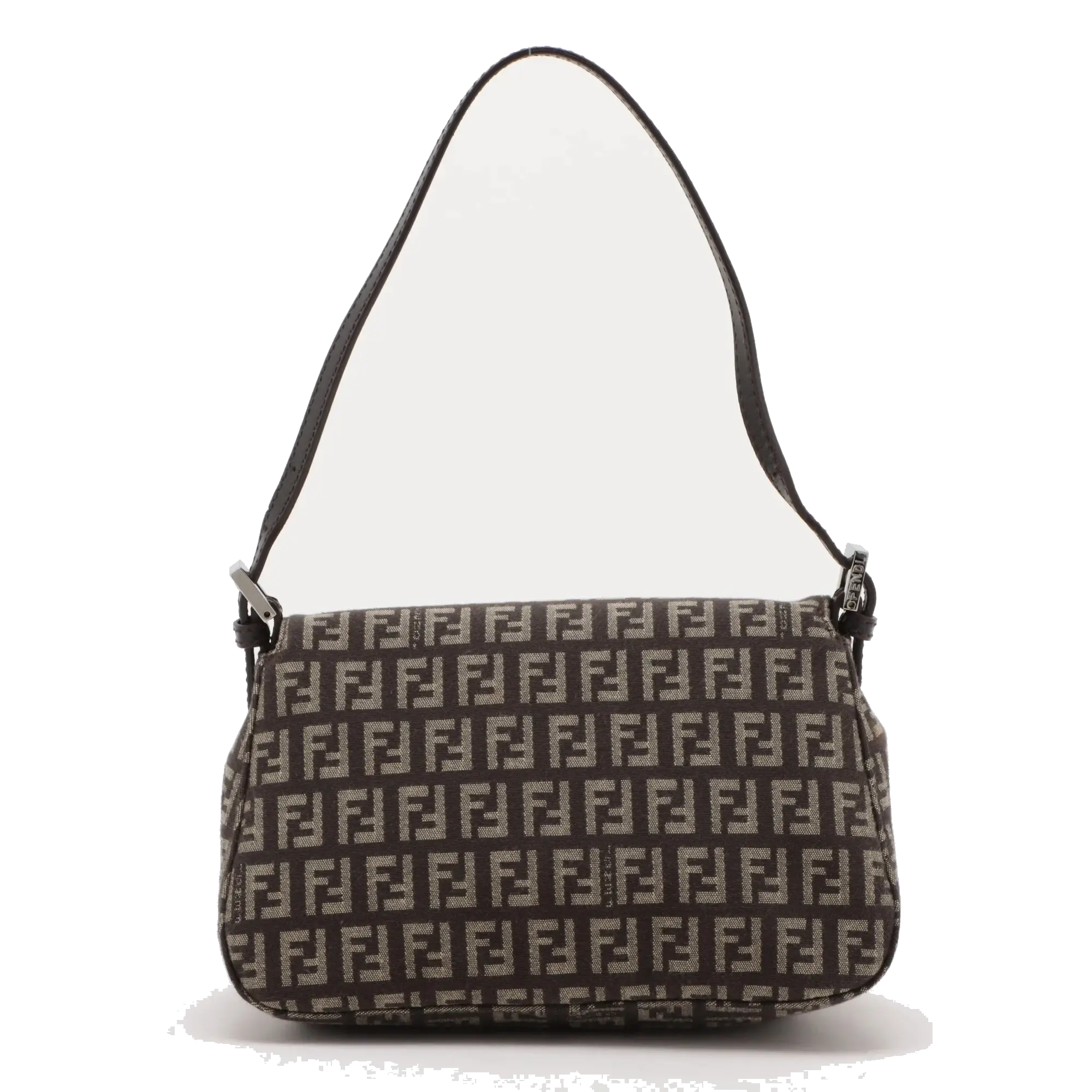 Pre-Loved Mamma Baguette Shoulder Bag Zucchino Coated Canvas with Silver Hardware, Brown