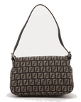 Pre-Loved Mamma Baguette Shoulder Bag Zucchino Coated Canvas with Silver Hardware, Brown