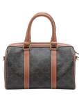 Pre-Loved Triomphe Boston Bag Handbag Triomphe Coated Canvas Small with Gold Hardware, Brown