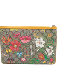 Pre-Loved Ophidia Flora Clutch Monogram Coated Canvas Large with Gold Hardware, Beige Ebony Multicolor