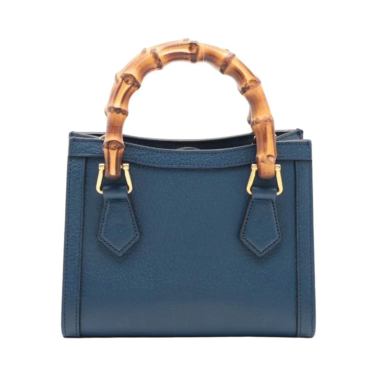 Pre-Loved Diana Bamboo Tote Leather Mini with Gold Hardware, Blue