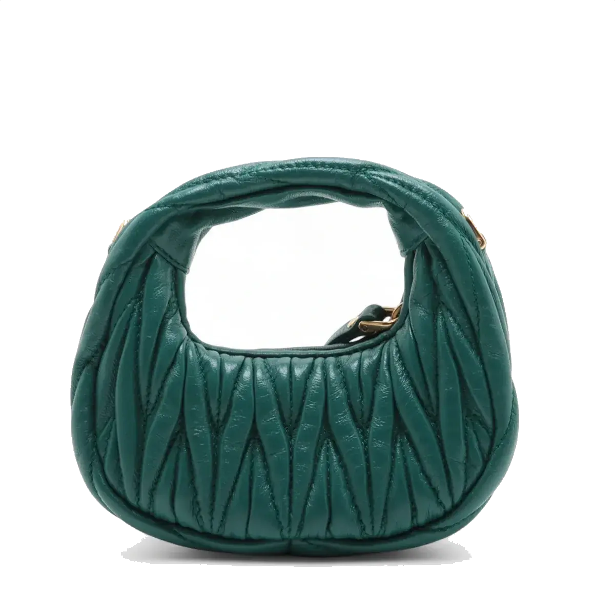 Pre-Loved Wander Matelassé Hobo Handbag Quilted Leather Micro with Gold Hardware, Green