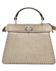 Pre-Loved Peekaboo Handbag Leather Mini with Silver Hardware, Gold