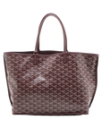 Pre-Loved Anjou Tote Goyardine Chevron Coated Canvas PM with Silver Hardware, Burgundy