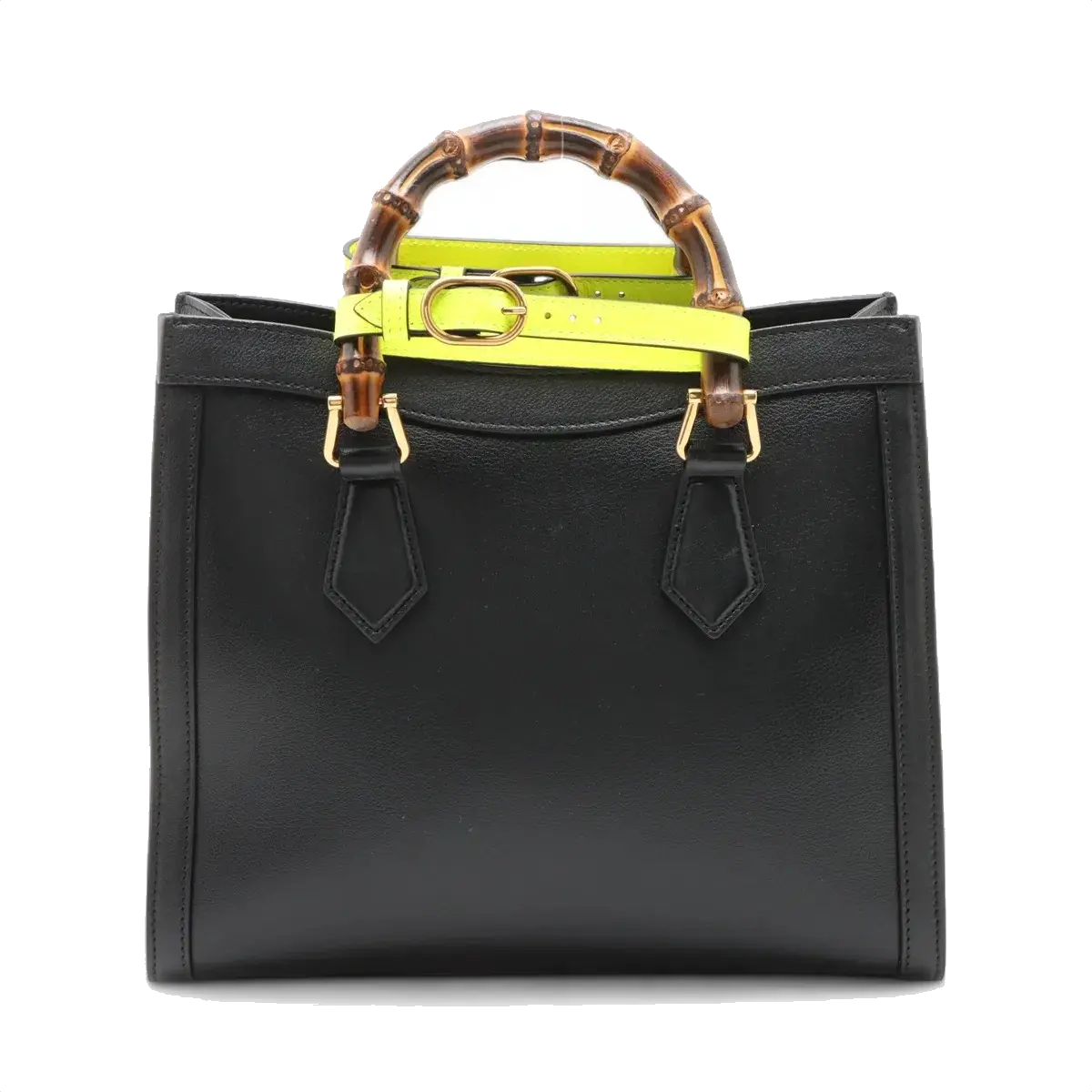 Pre-Loved Diana Bamboo Tote Leather Small with Gold Hardware, Black