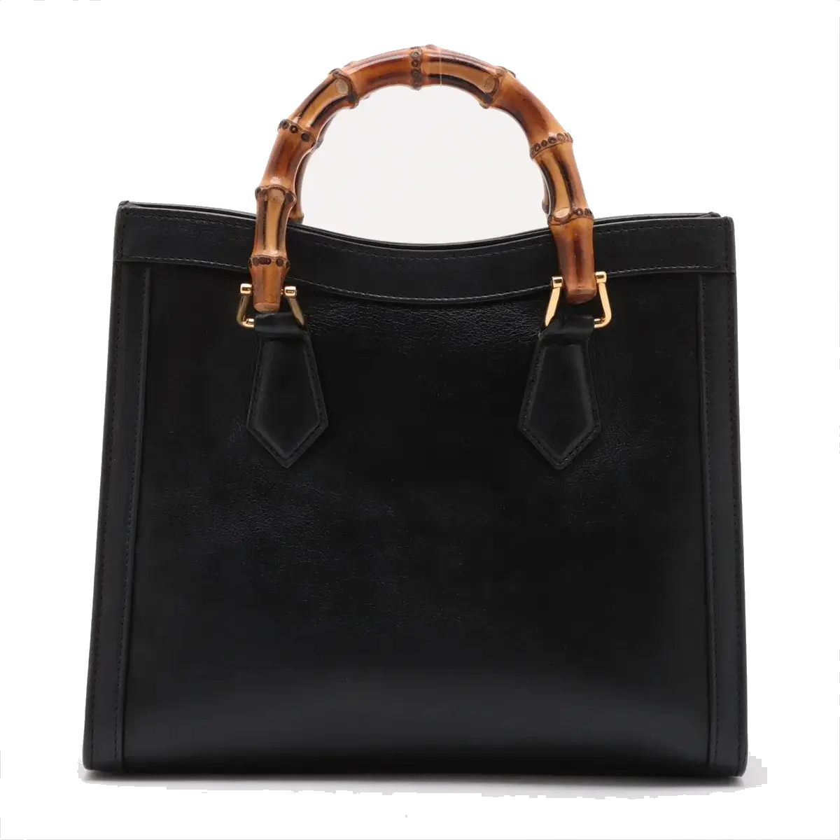Pre-Loved Diana Bamboo Tote Leather Small with Gold Hardware, Black