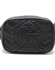 Pre-Loved GG Marmont Matelassé Crossbody Bag Quilted Leather Mini with Aged Gold Hardware, Black