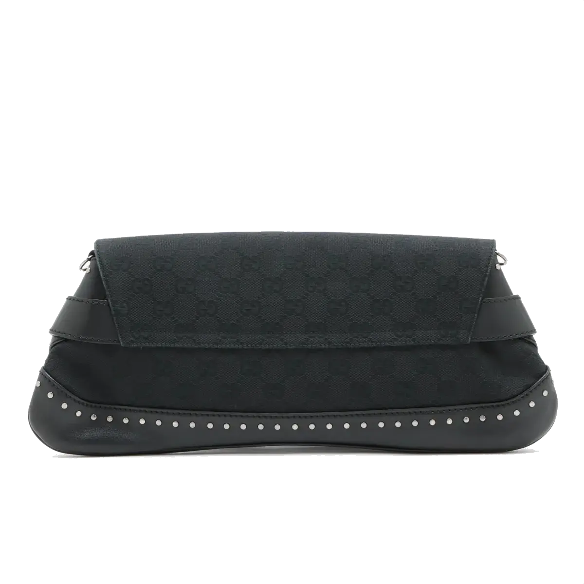 Pre-Loved Horsebit Chain Clutch Clutch Monogram Coated Canvas with Silver Hardware, Black